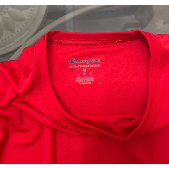 Champion Red Athletic T-Shirt Short Sleeve Mens Size M Breathable Performance Fa - Picture 3 of 6